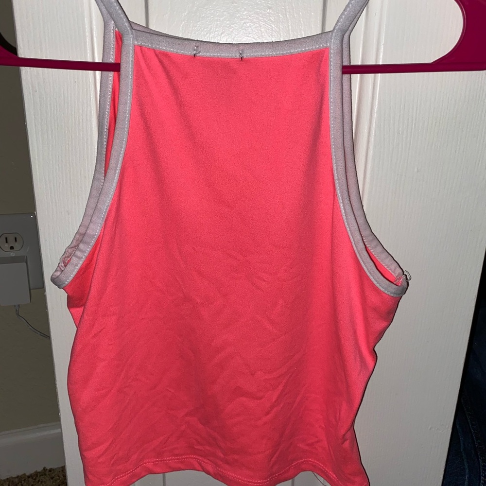 Neon pink halter top